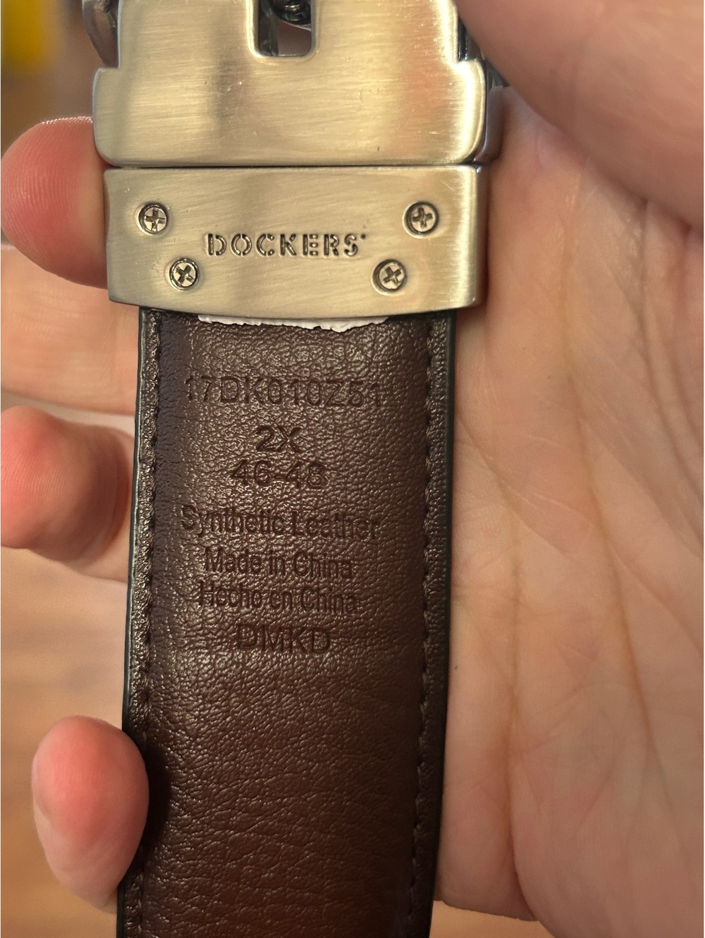 Dockers Reversible Brown and Black Synthetic Leather Belt Size 38